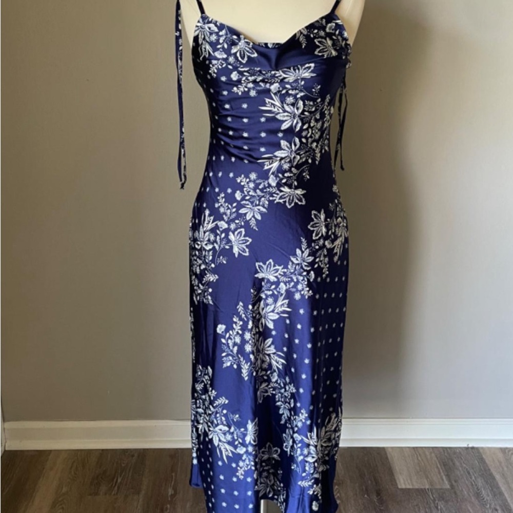 Sincerely Jules Navy Blue Floral Midi Dress